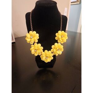 J. Crew yellow flower statement necklace gold tone